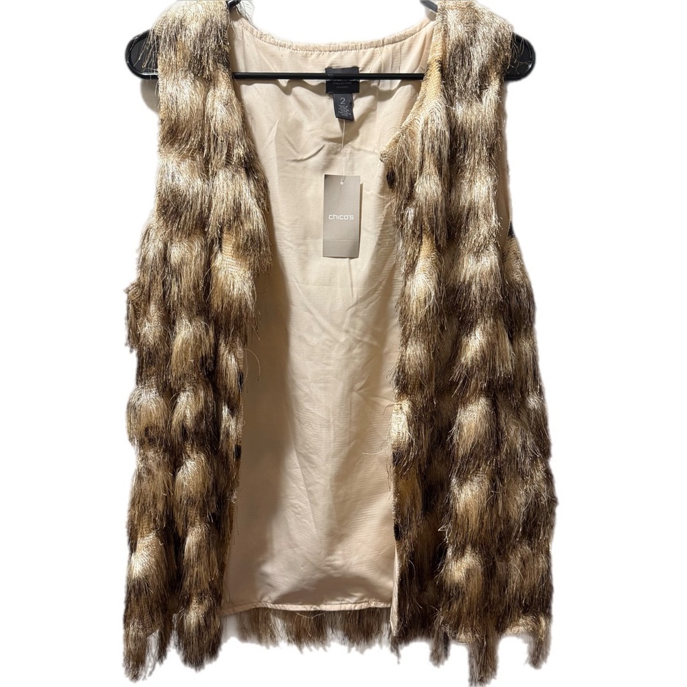 Chico's Travelers Collection Faux Fur Vest Size Large